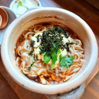 Hot mushroom and yuba udon at Mori-meshi in Hakone