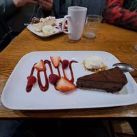 Chocolate tart. Not sure if ice cream was vegan... at Beinglas Farm in Stirling
