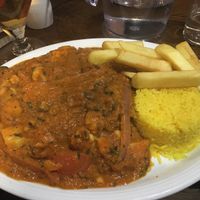 Veg curry with chips and rice - big portion! at Beinglas Farm in Stirling