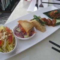 Mango salad, kari puff, fried tofu, peanut skewers and miam kram at ChuChai in Montreal