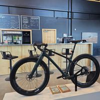 Fancy bikes to look at inside the adjoining shop at New Public - Food Truck in Bellingham
