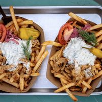 Vegan Greek Gyro Fries at New Public - Food Truck in Bellingham