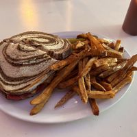Spicy Cajun fries with Reuben   at Nooch in Windsor