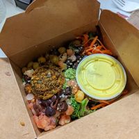 The Aristotle bowl with carrot keftedes, mini size to go at Copper Branch in Ottawa