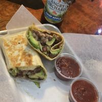 The owners favorite burrito  at Cafe Single Fin in Pensacola