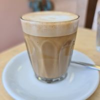 Almond latte at Zen Arcade Cafe in Preston