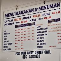 Menu and phone number. at Gerai Capati Maya in Ipoh