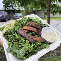 Kale Salad with tempeh bacon and avocado $16 (my fav item here)  at Seed Cafe in Minneapolis