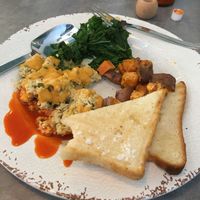 Breakfast plate with gluten free bread  at Seed Cafe in Minneapolis