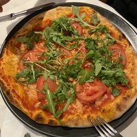 Pizza with some veggies and vegan cheese   at Bar Italia in Edinburgh
