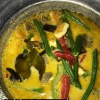 vegetable spicy yellow curry with tofu at Zebra in Prague