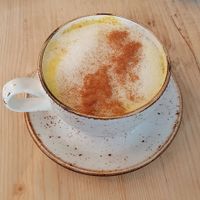 Turmeric latte at Erpingham House at Cloud Twelve in West London