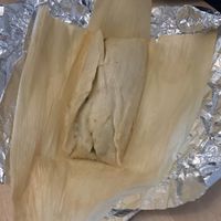 Not pretty the way I took it, but the best damn tamale of my life! Poblano pepper tamale at Healthy Substance - Garfield Ridge in Chicago