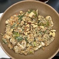 Vegan buckwheat groats, tofu, mushrooms, vegetables   at Landwer Cafe in Ashkelon