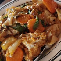 Drunken noodles with vegan chicken at Sab Lai Thai Kitchen in San Diego