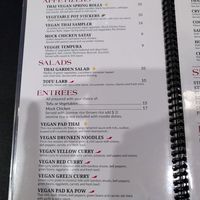Vegan menu at Sab Lai Thai Kitchen in San Diego