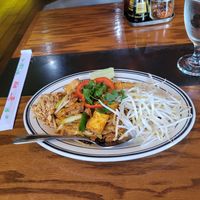 Vegan pad thai. Very good, especially with a little chili crisp added! at Sab Lai Thai Kitchen in San Diego