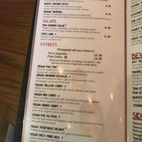 Vegan page in their menu at Sab Lai Thai Kitchen in San Diego