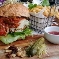 Mangoe's Vegan Burger at Mango's Nuts in Ferny Creek