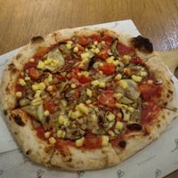 Vegetable pizza with vegan cheese at Pizzagram in Belgrade