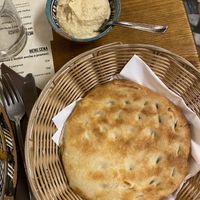 Hummus and bread  at Peace&Spice in Padua