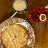 Hummus and bread   at Peace&Spice in Padua