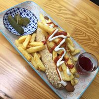 Der Amerikaner (vegan) at The Black Dog Hotdogs in Karlsruhe