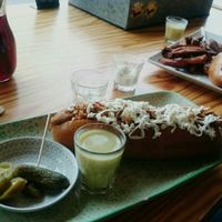 Vegetarian hotdog at The Black Dog Hotdogs in Karlsruhe