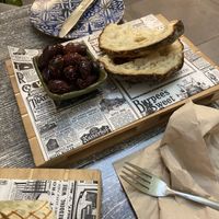 Kalamata olives and ftira  at Balance Bowl in Gzira