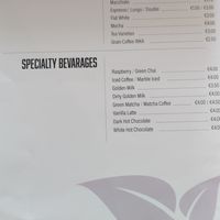 Coffee menu at Balance Bowl in Gzira