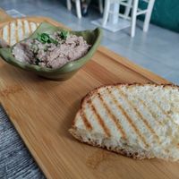 Complimentary bigilla and toasted ftira at Balance Bowl in Gzira