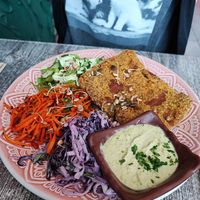 Soy schnitzel with 3 salads at Balance Bowl in Gzira