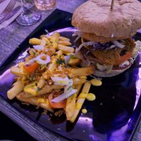 Bacon cheese burger with loaded fries at Balance Bowl in Gzira