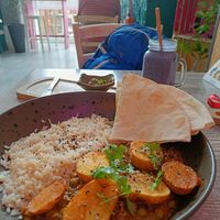 A lovely vegan curry bowl at Balance Bowl in Gzira