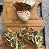 breakfast: toona bread and sausage wrap  at Balance Bowl in Gzira