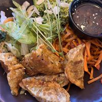 Korean bowl with gyoza and soya-ginger sauce  at Balance Bowl in Gzira