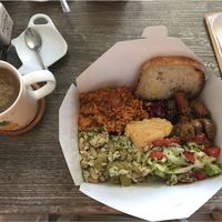 Salad from the salad bar and tea at Balance Bowl in Gzira