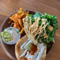 Vegan burger!!! So good, very messy  at Coffee Cartel in Kerobokan Kelod