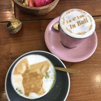 Matcha latte with print  at Coffee Cartel in Kerobokan Kelod