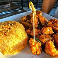 Marinated Gardein Chicken and Rice at Yard House in Austin