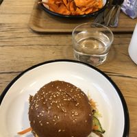 Bahn mi (front) and BBQ sandwich with sweet potato chips   at Wild & The Moon - Saint Honoré in Paris