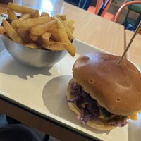 BBQ Buffalo Burger with fries  at Theory (ex-BurgerTheory) in Paris