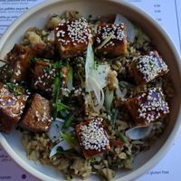 Tempeh, rice at Broadway in Kos