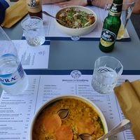 Chickpea ragout and rice with tempeh, July 2021 at Broadway in Kos
