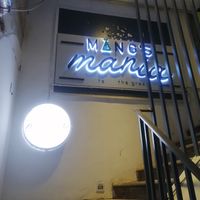 The sign and stairs. at Mang's Mania in Ho Chi Minh City