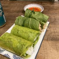 Spring rolls and green mustard rolls   at Mang's Mania in Ho Chi Minh City
