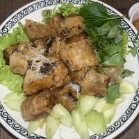 Fried spring rolls and rice noodles   at Mang's Mania in Ho Chi Minh City