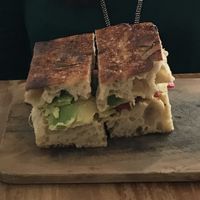 Avocado, tomato and hummus sandwich  at El Pan De La Chola in Lima