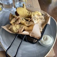 Fries mushrooms with truffle mayo dip  at Pol na Pol in Tarnow