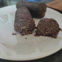 Morcilla casera vegana. at La Teca Burger in Sabadell